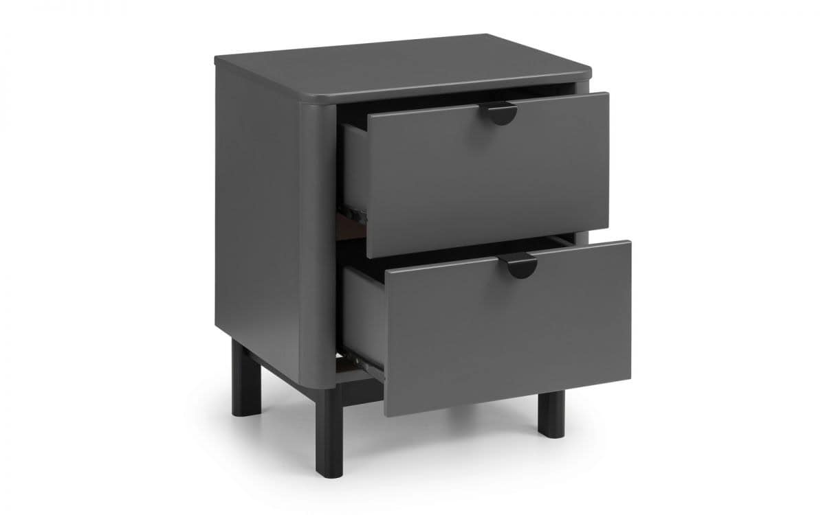 Bennett 2 Drawer Bedside - Grey - Image 3