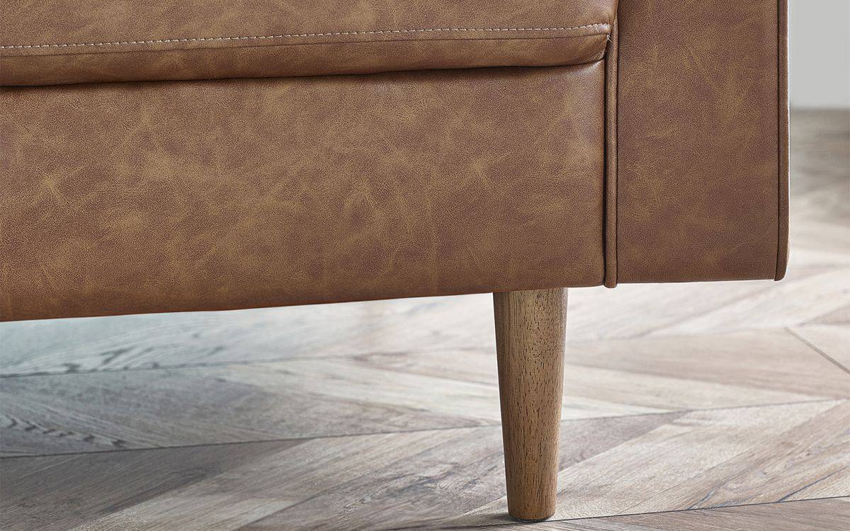 Henderson 3 Seater Sofa - Brown Faux Leather - Image 2