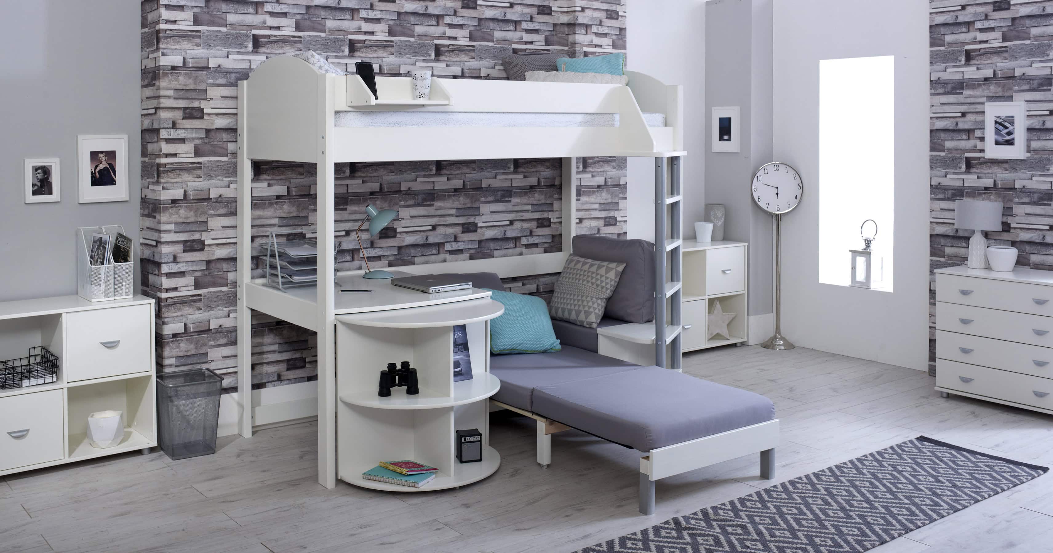 Kids Avenue Noah D Highsleeper - White with Silver Cushion - Image 3