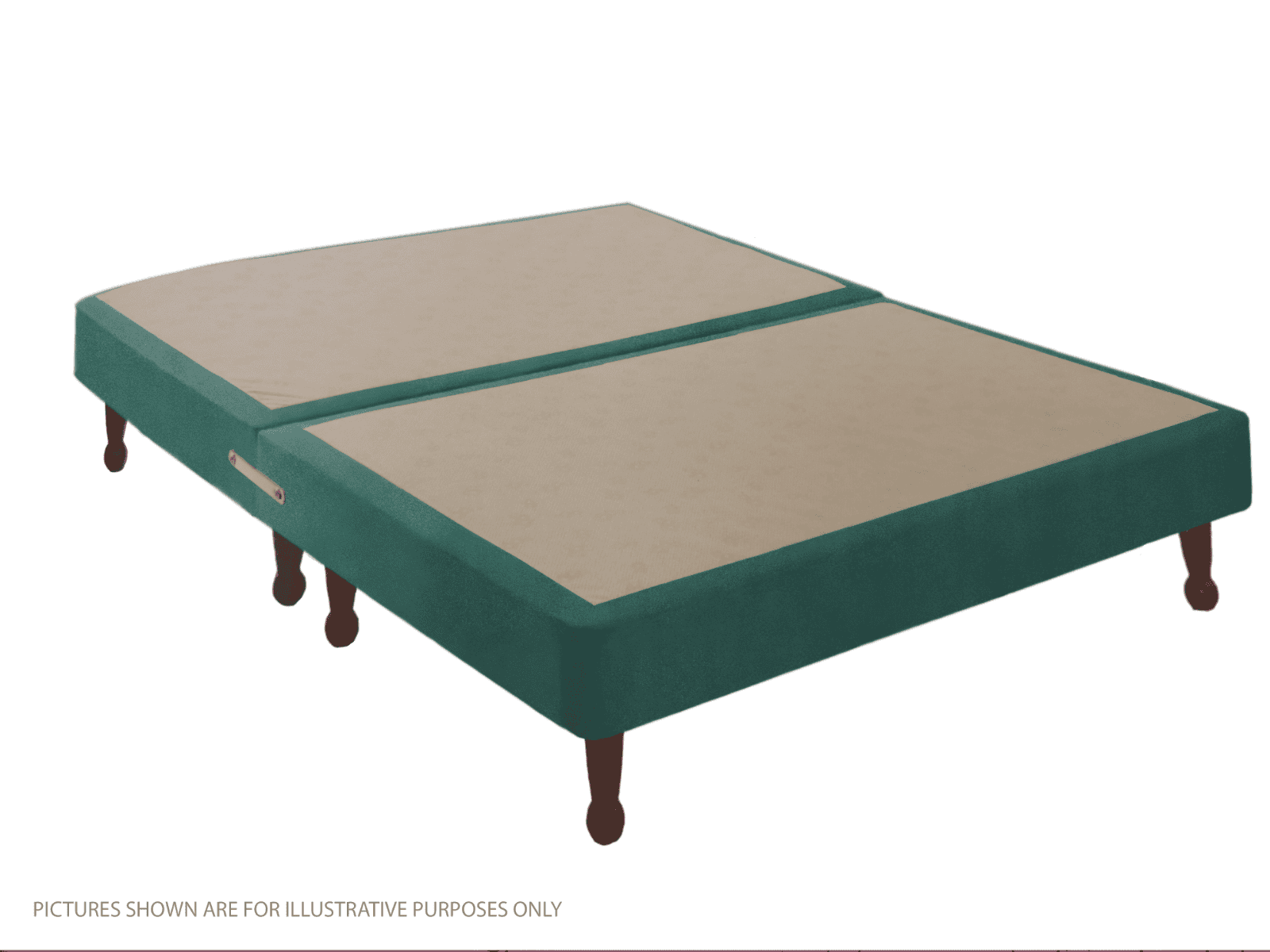 Apollo 4ft Velvet Turquoise Shallow Divan Base on Legs - Image 2