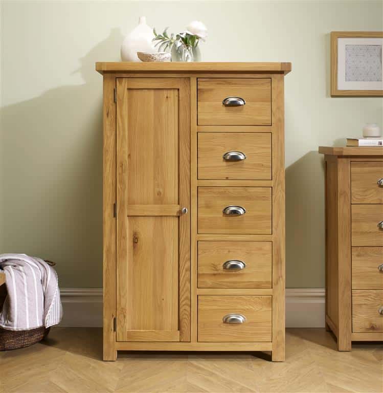 Woburn 1 Door 5 Drawer Wardrobe - Oak | Buy Online | Beds.ie