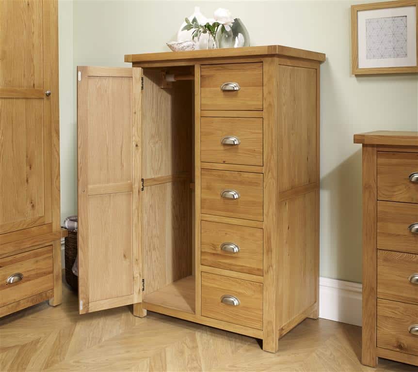 Woburn 1 Door 5 Drawer Wardrobe - Oak - Image 2