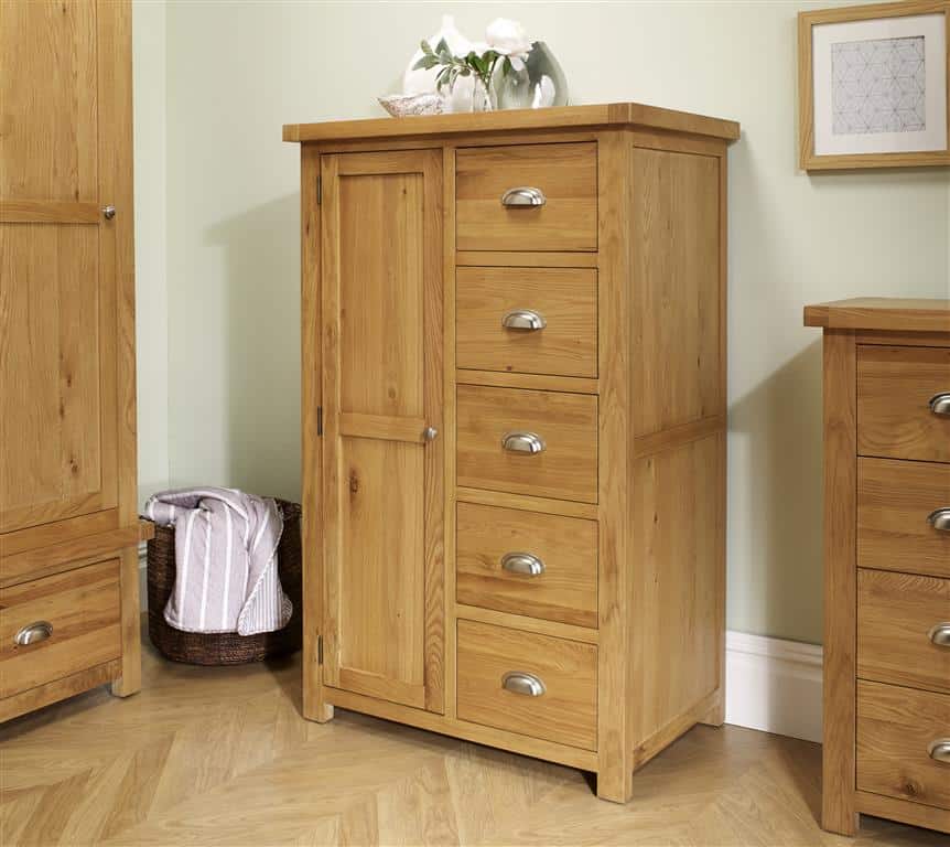 Woburn 1 Door 5 Drawer Wardrobe - Oak - Image 4
