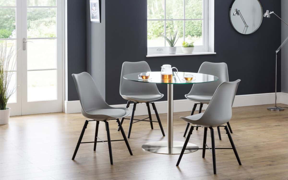 Leonardo Glass Pedestal Table - Chrome - Image 4
