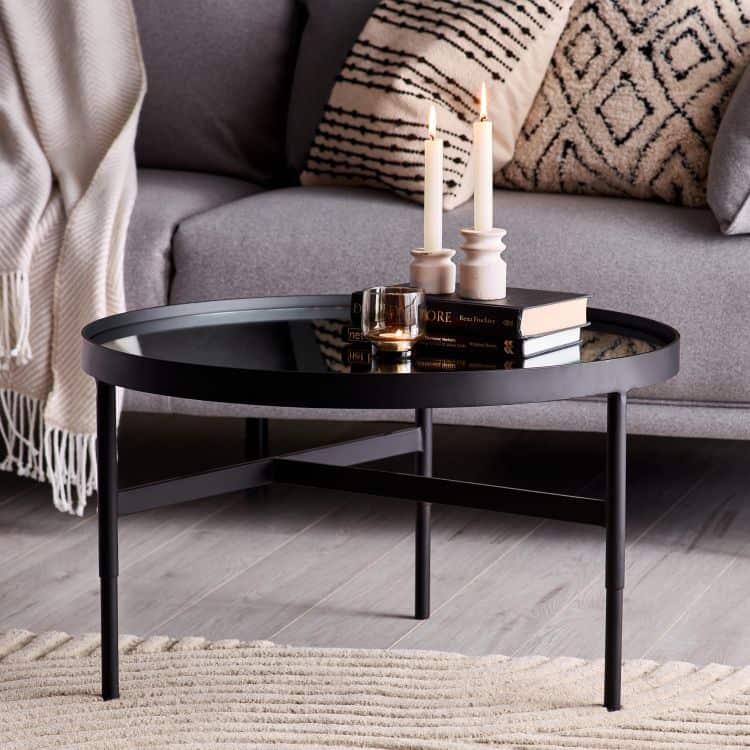 Francis Mirror Glass Coffee Table - Black | Buy Online | Beds.ie