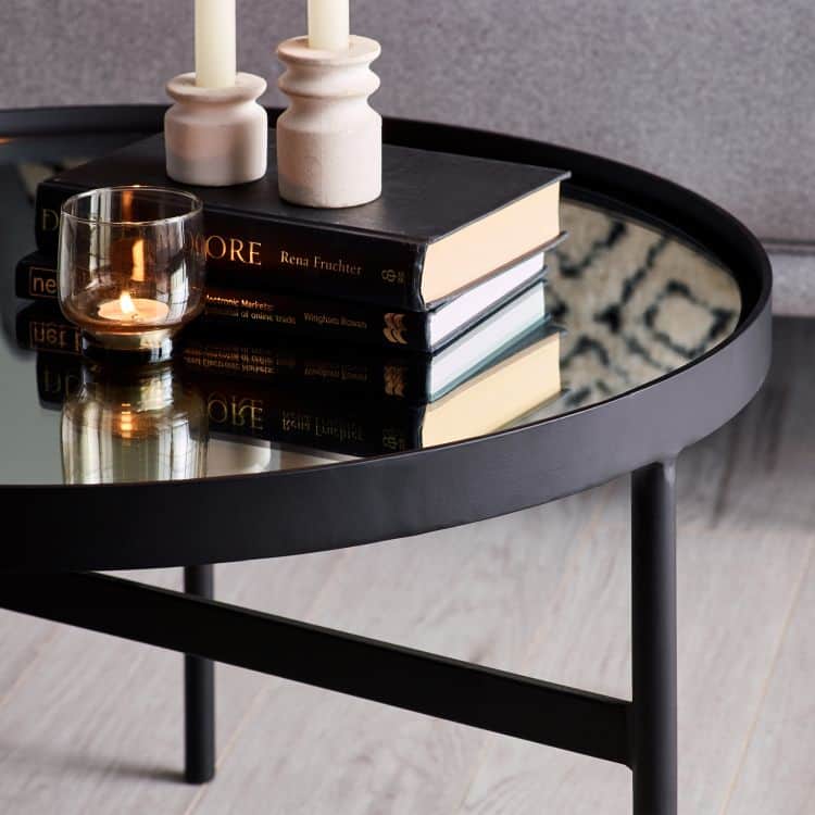 Francis Mirror Glass Coffee Table - Black - Image 3