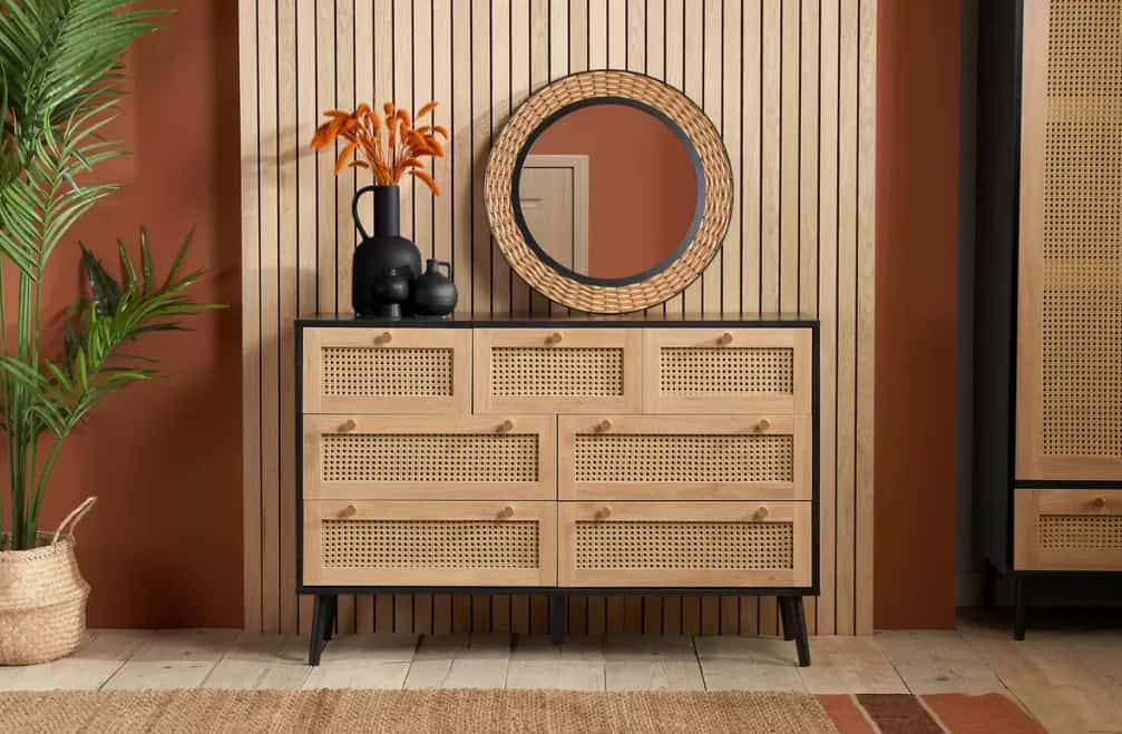 Croxley 7 Drawer Rattan Chest - Black | Buy Online | Beds.ie