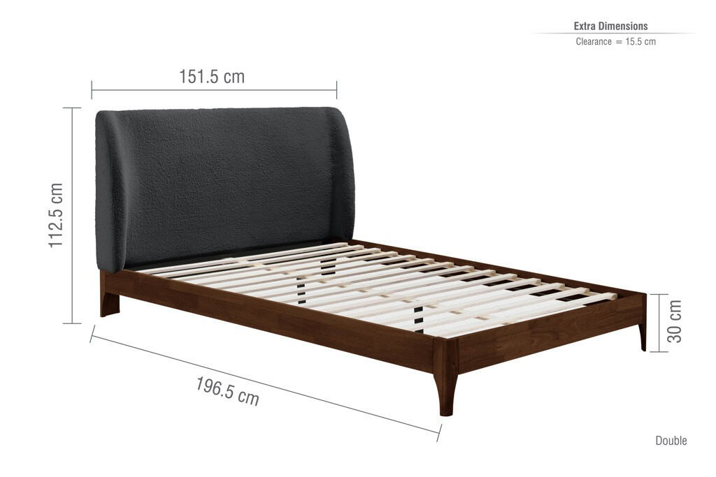 5ft Halfden Fabric Bedframe - Grey - Image 14