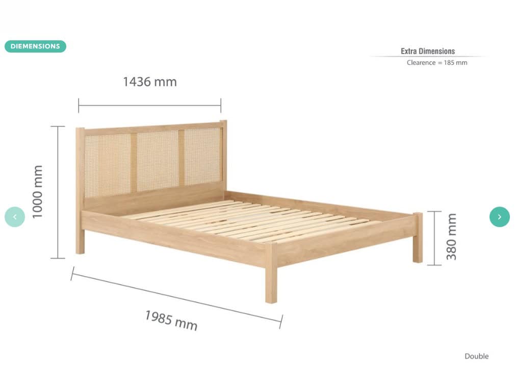 Croxley 4ft6 Rattan Bedframe - Oak - Image 10