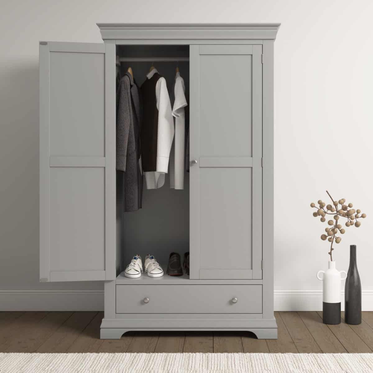 Bordeaux 2 Door Wardrobe - Pebble Grey - Image 3