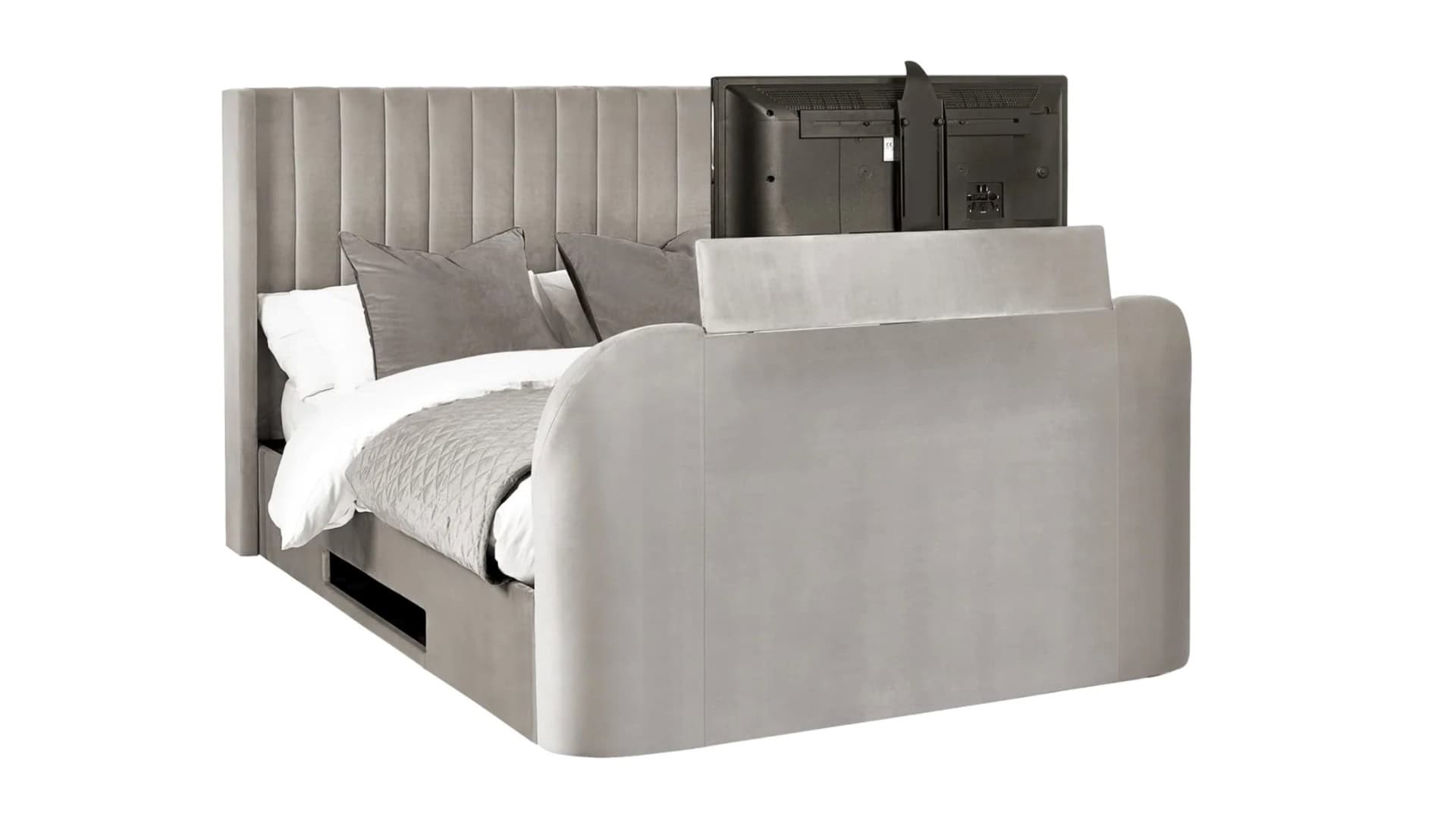 Clarke 4ft6 TV Side opening Ottoman - Light Grey Fabric - Image 6