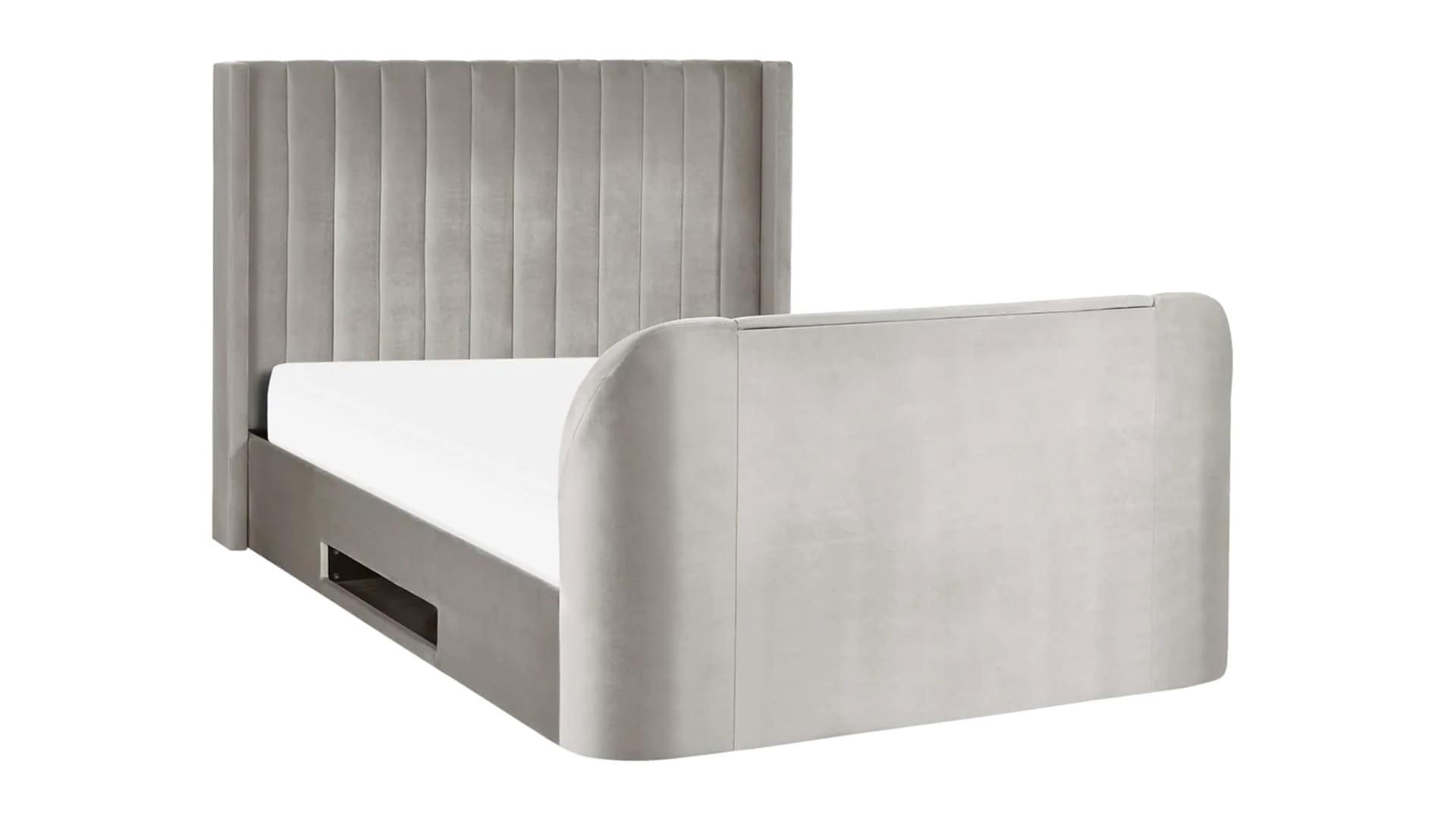 Clarke 4ft6 TV Side opening Ottoman - Light Grey Fabric - Image 7