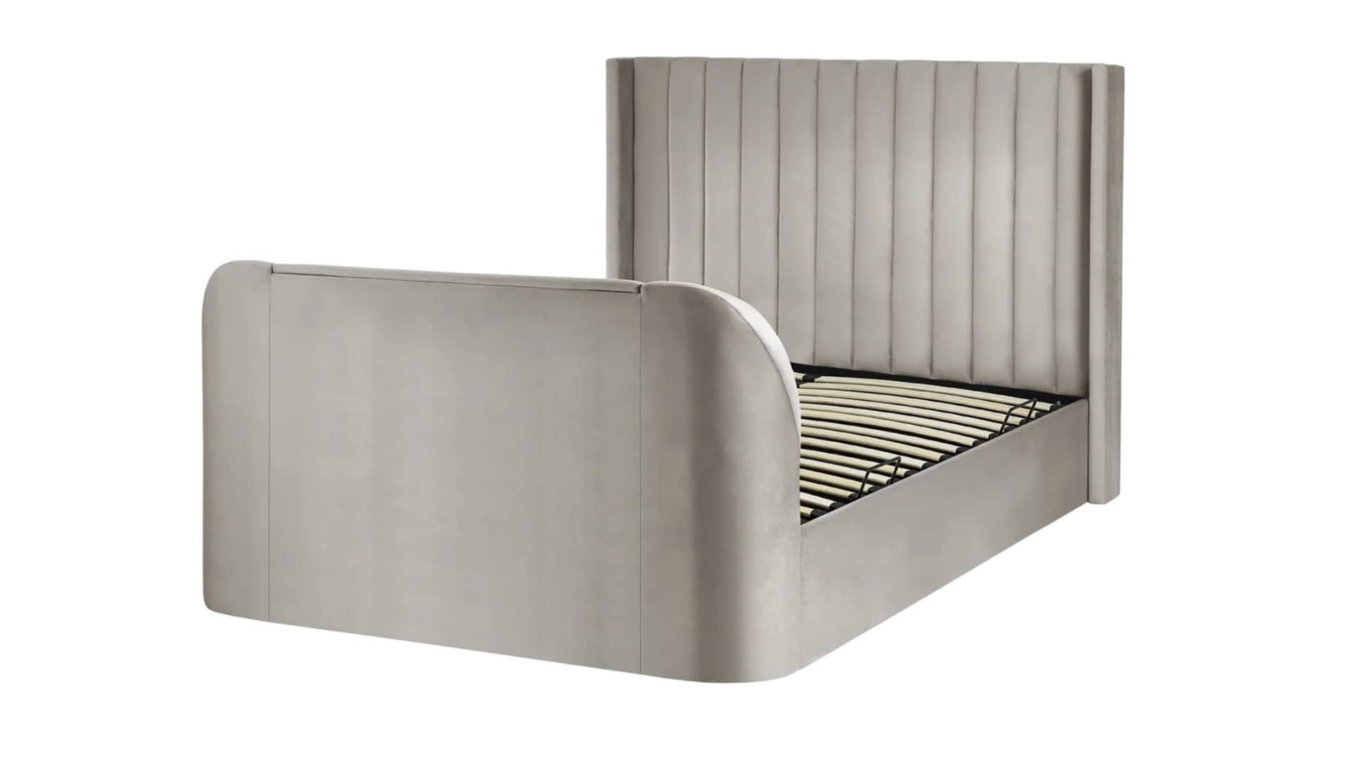 Clarke 4ft6 TV Side opening Ottoman - Light Grey Fabric - Image 11