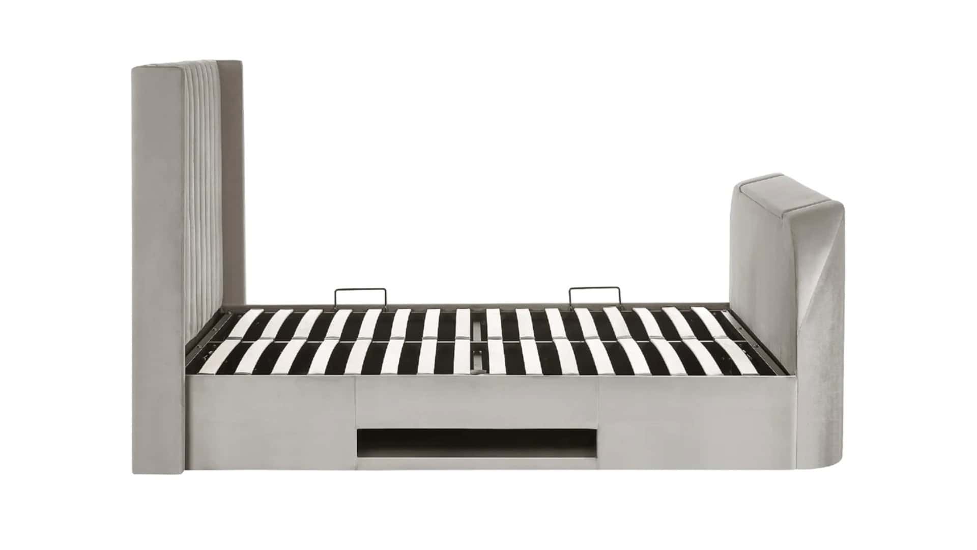Clarke 4ft6 TV Side opening Ottoman - Light Grey Fabric - Image 12
