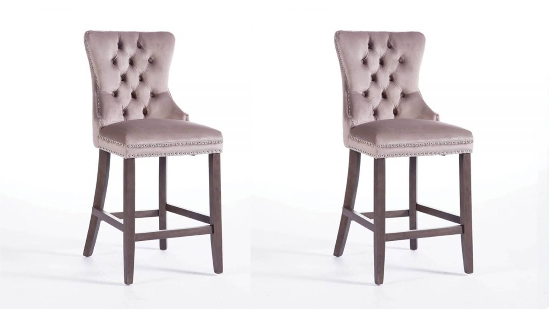 Kacey Stool with Antique Legs - Mink Velvet (Set of 2) | Buy Online | Beds.ie