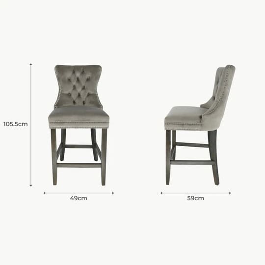 Kacey Stool with Antique Legs - Mink Velvet (Set of 2) - Image 7