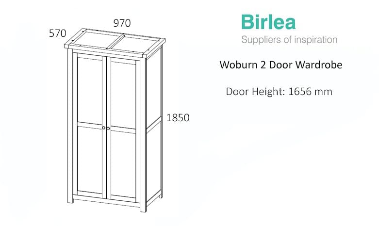 Woburn 2 Door Wardrobe - Oak - Image 4