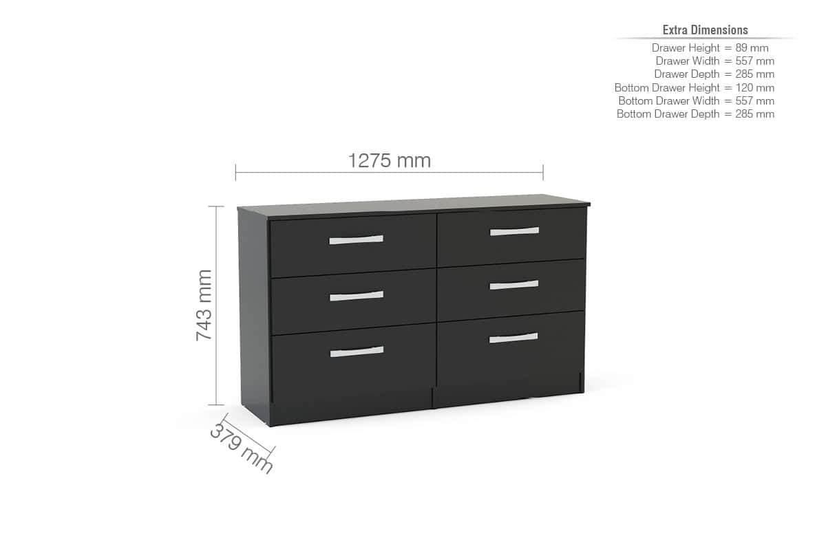 Lynx 6 Drawer Chest - Black - Image 3