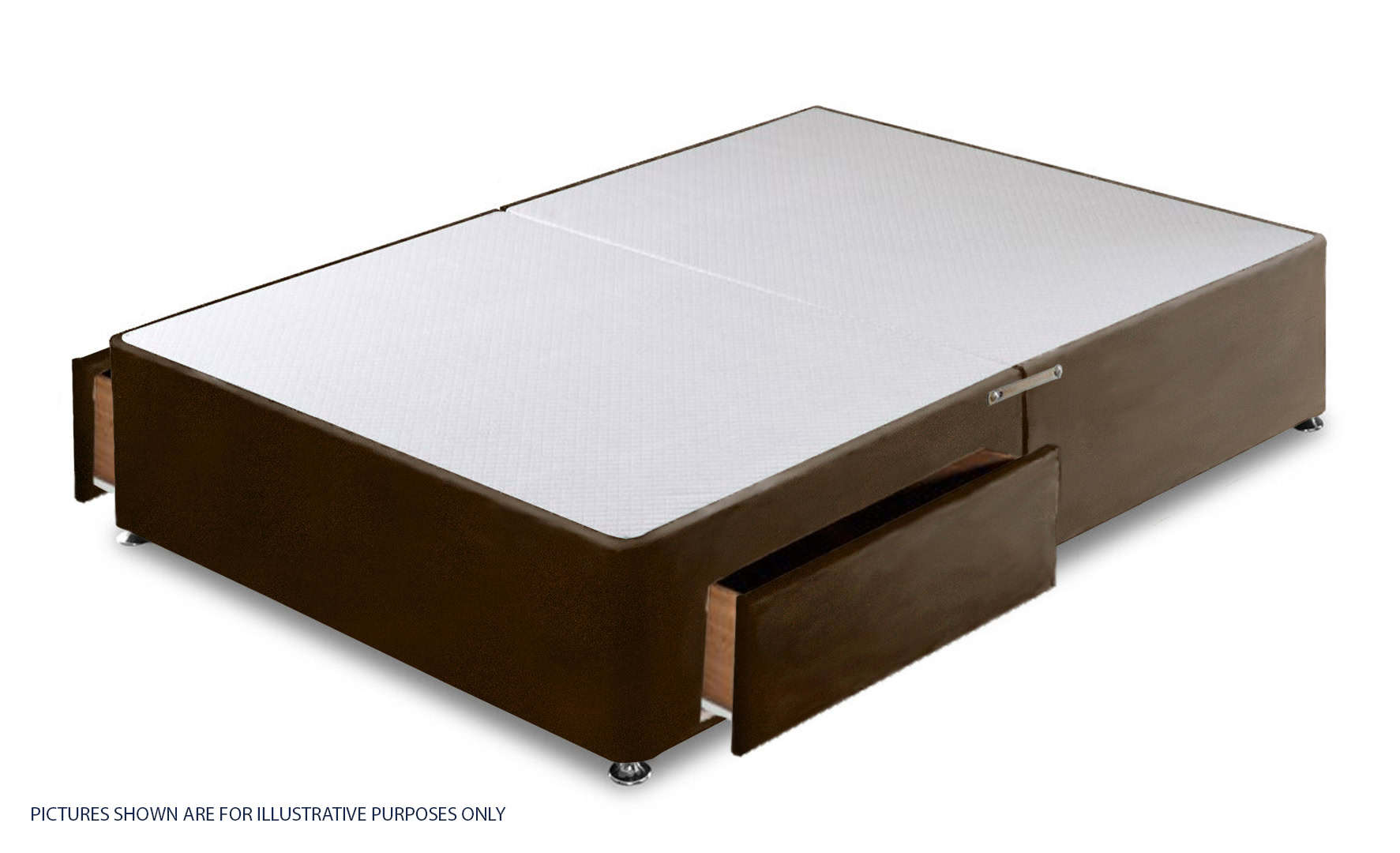Apollo 4ft6 Velvet Brown 2 Drawer Divan Base | Buy Online | Beds.ie