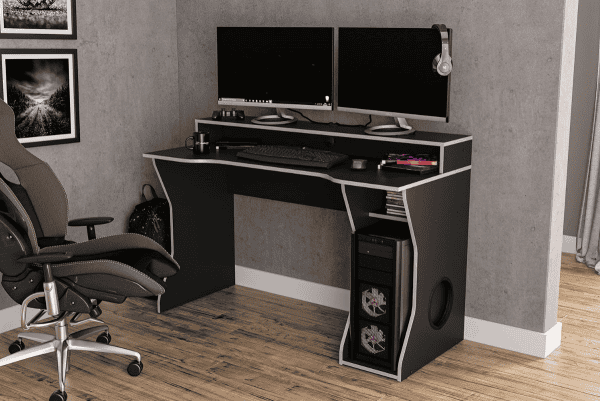 Enzo Gaming Computer Desk - Black & Silver | Buy Online | Beds.ie