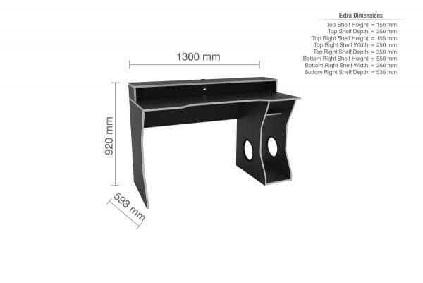 Enzo Gaming Computer Desk - Black & Silver - Image 6