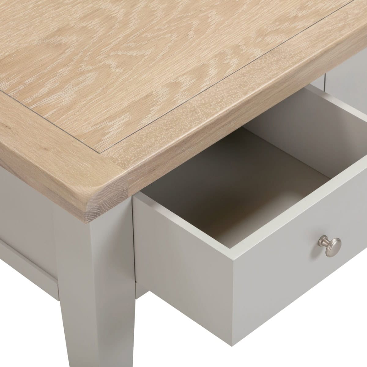 Windsor 2 Drawer Coffee Table - Pebble Grey & Oak - Image 5