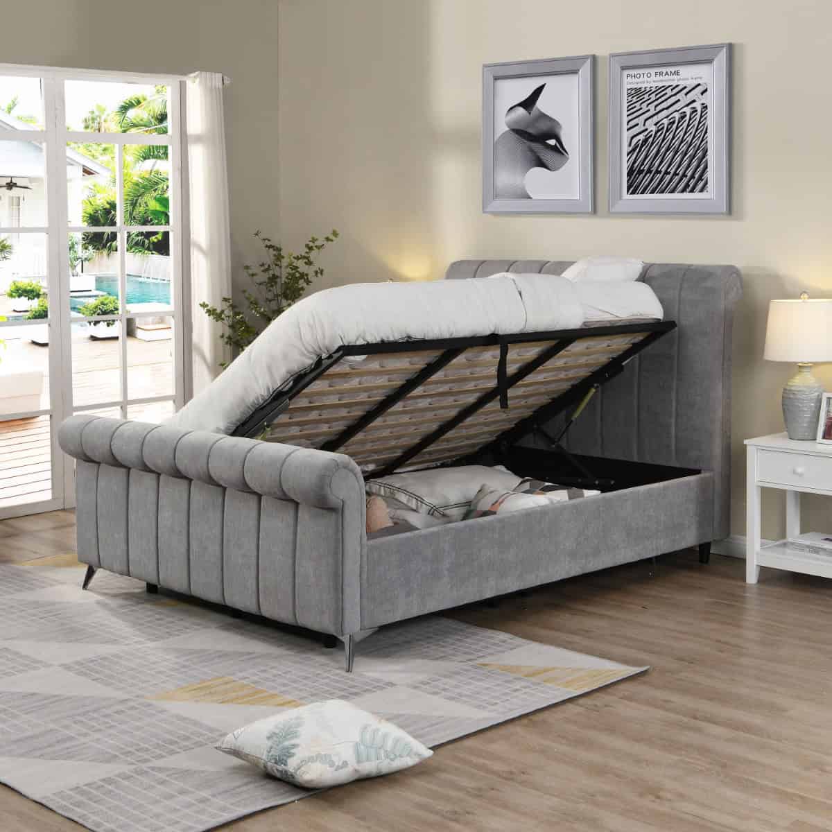 Carlow 4ft6 Ottoman Bedframe - Grey - Image 5