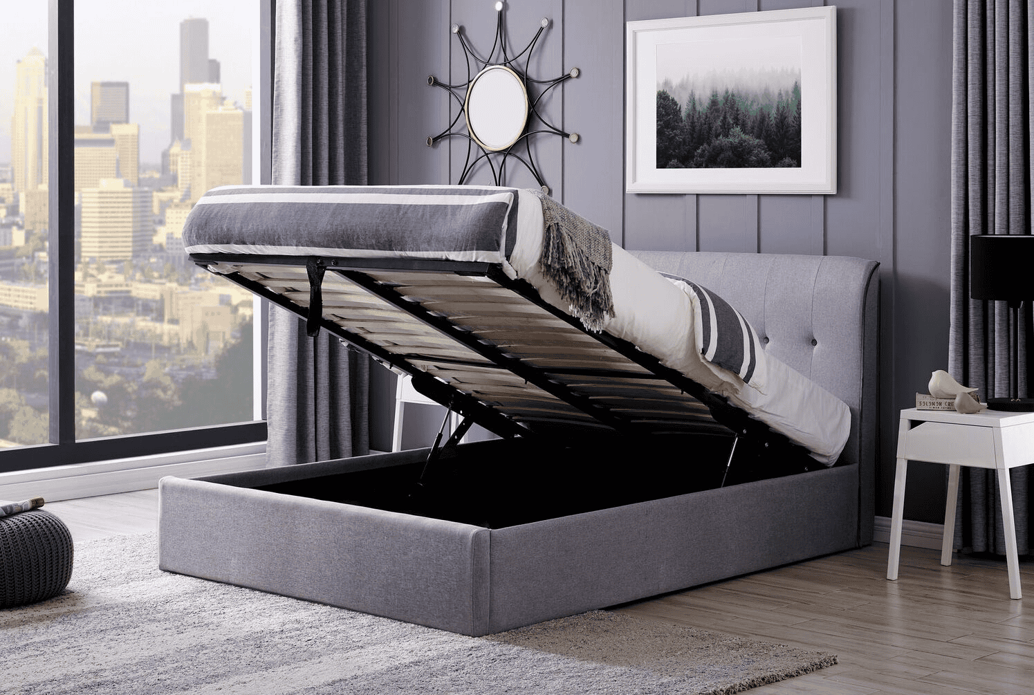 Flintshire 4ft6 Carmel Ottoman Bed - Linen Grey - Image 2