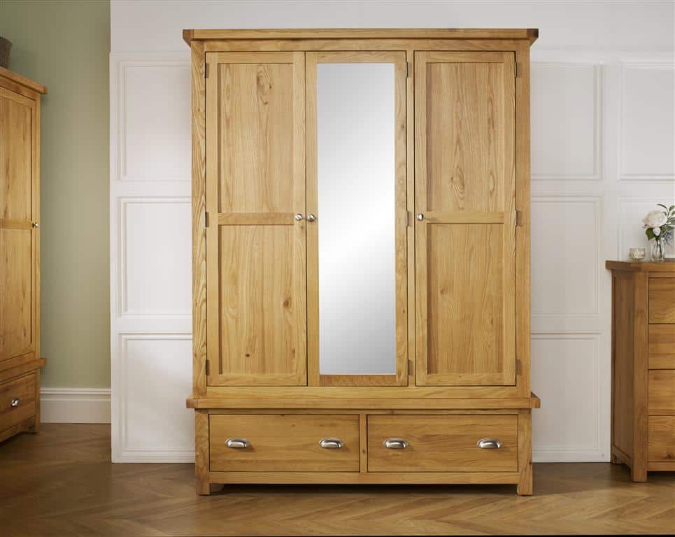Woburn 3 Door 2 Drawer Wardrobe - Oak | Buy Online | Beds.ie
