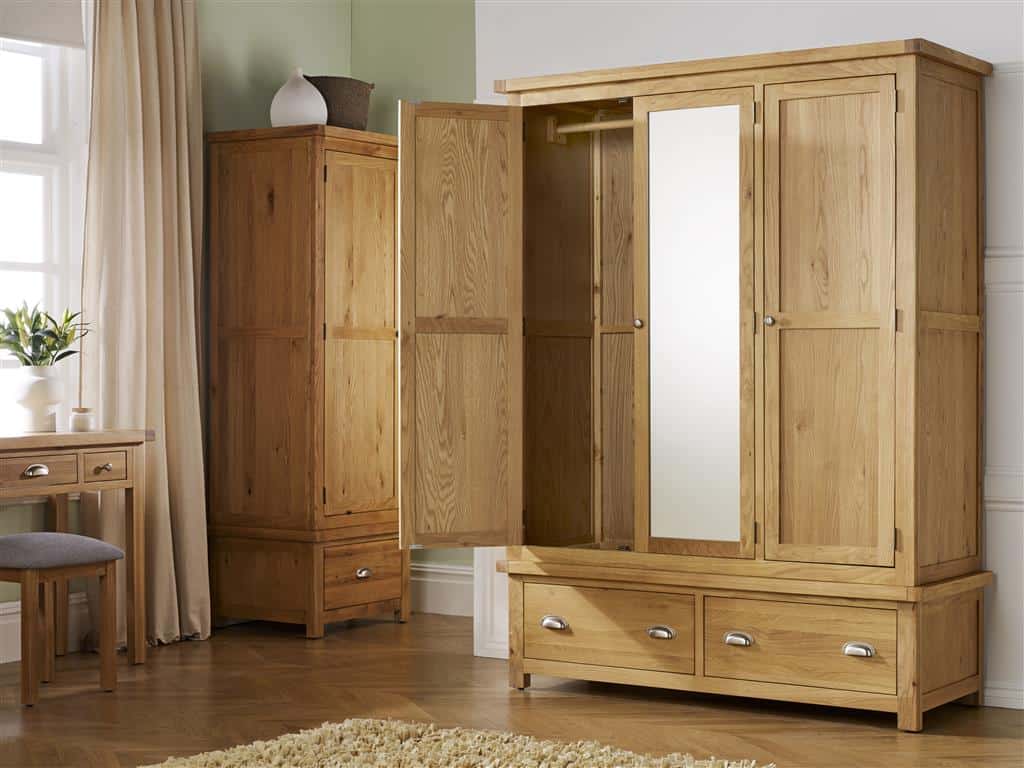 Woburn 3 Door 2 Drawer Wardrobe - Oak - Image 2