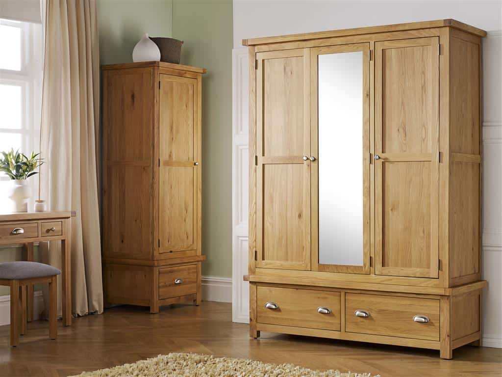 Woburn 3 Door 2 Drawer Wardrobe - Oak - Image 4