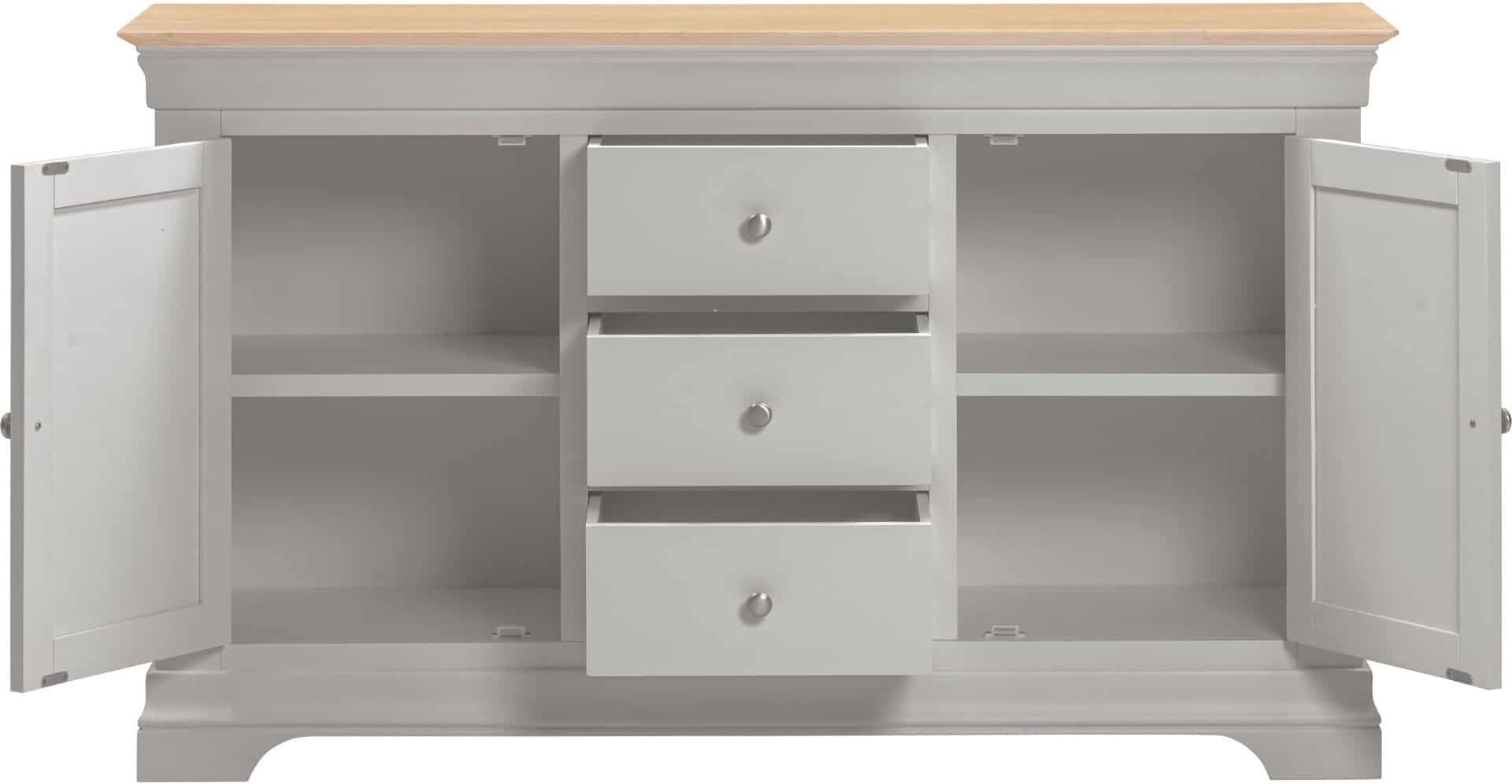 Bordeaux 2 Door 3 Drawer Sideboard - Pebble Grey - Image 3