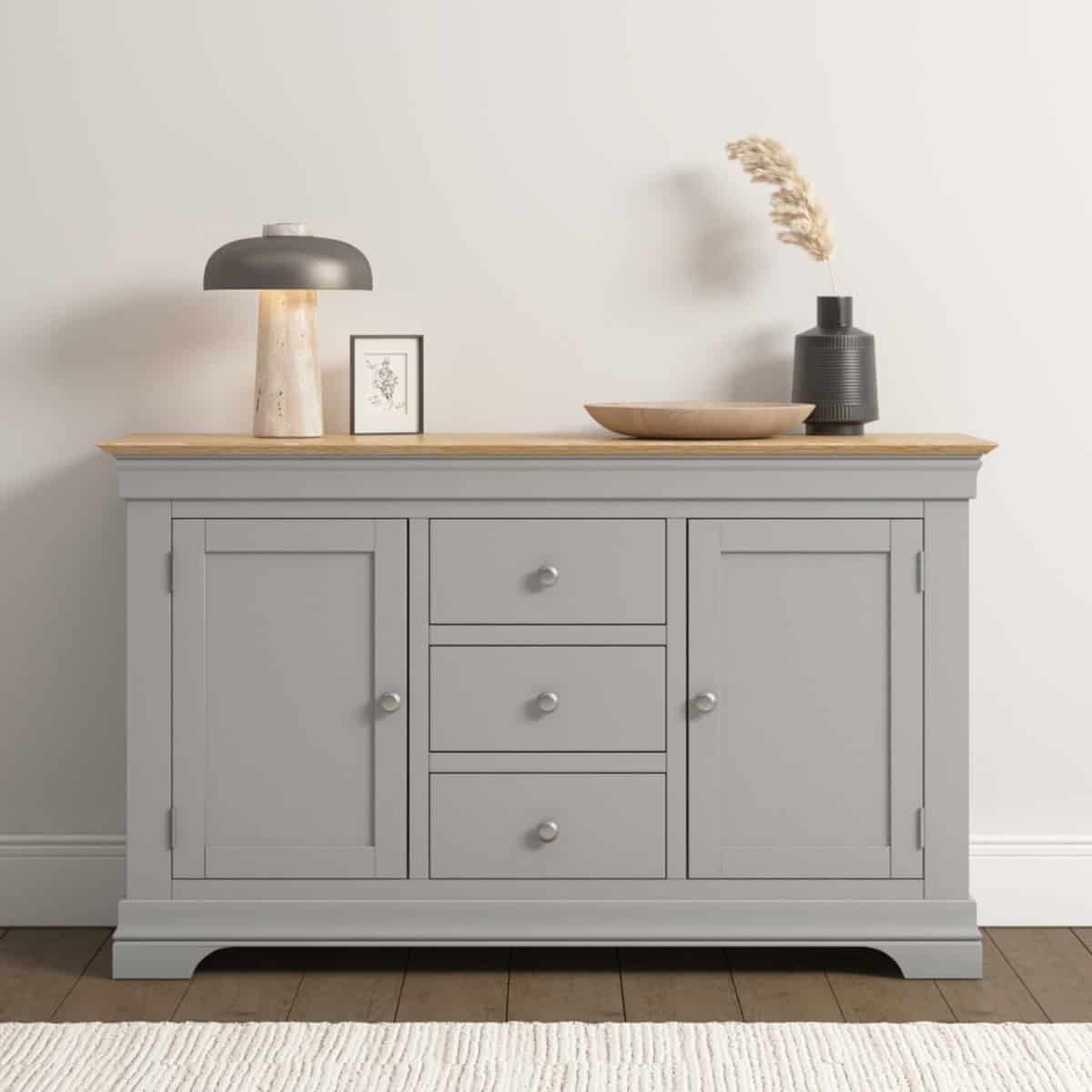 Bordeaux 2 Door 3 Drawer Sideboard - Pebble Grey - Image 4