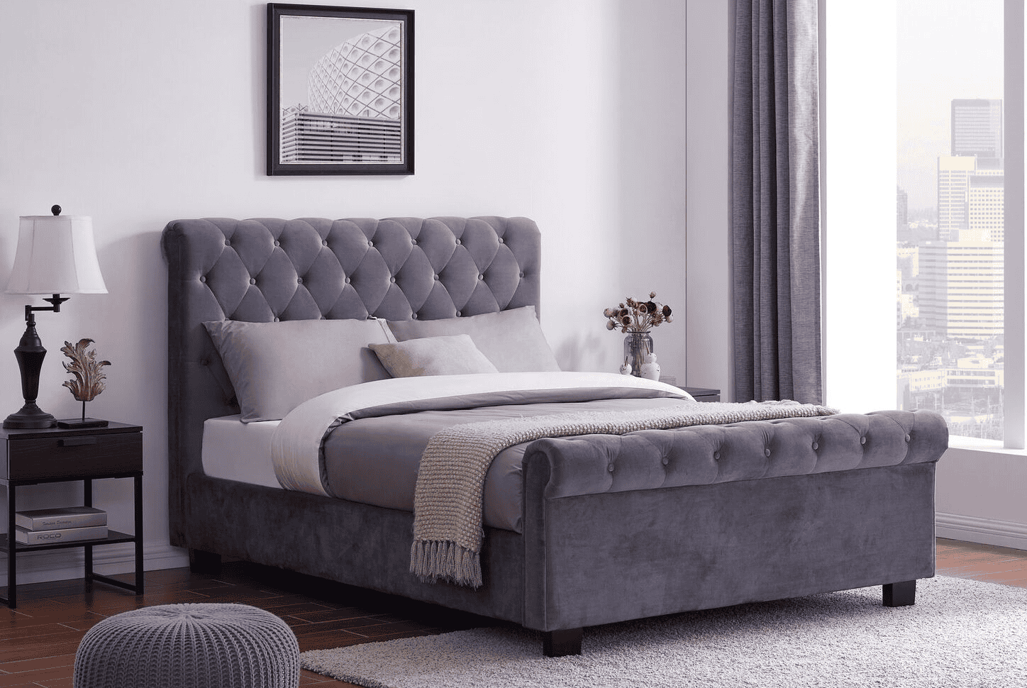 Flintshire 5ft Whitford Ottoman Bed - Plush Grey | Buy Online | Beds.ie