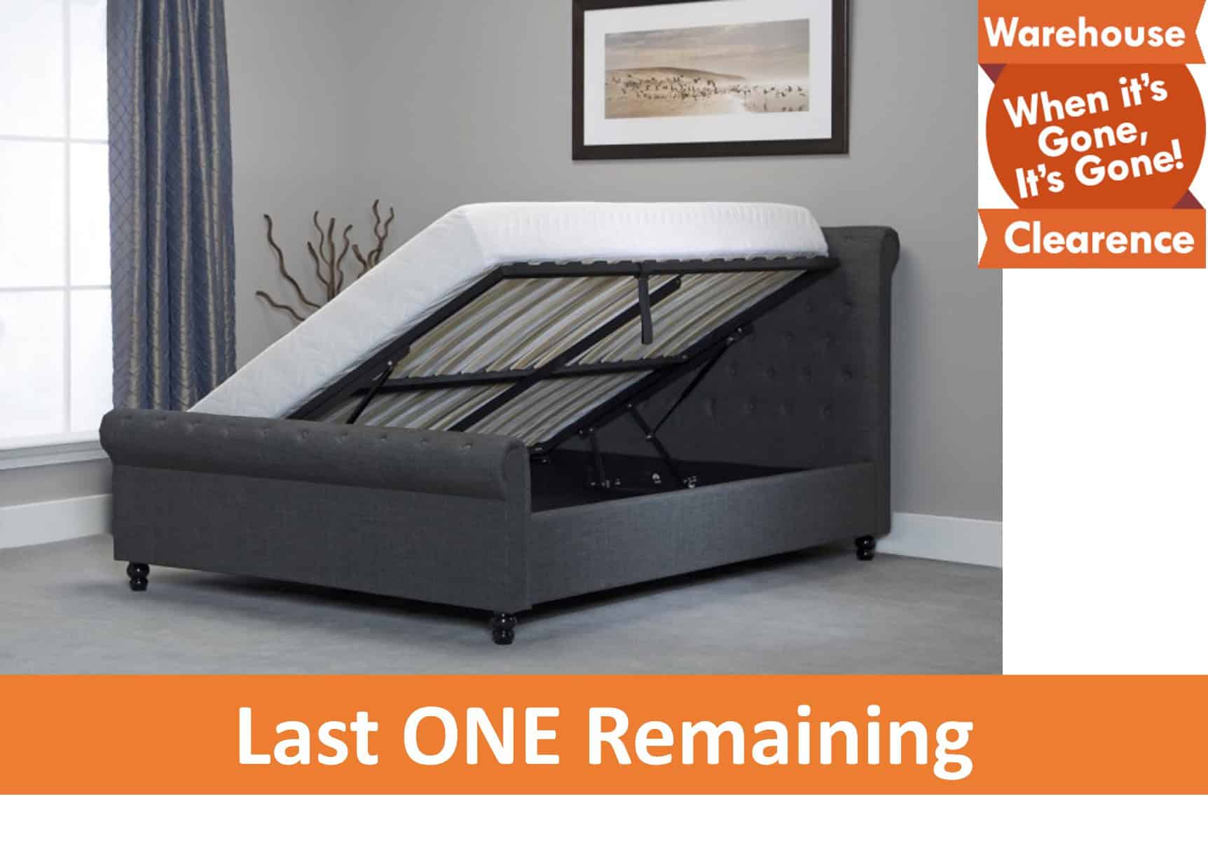 Oxford 5ft Scroll Fabric Ottoman Bedframe - Grey - Image 2