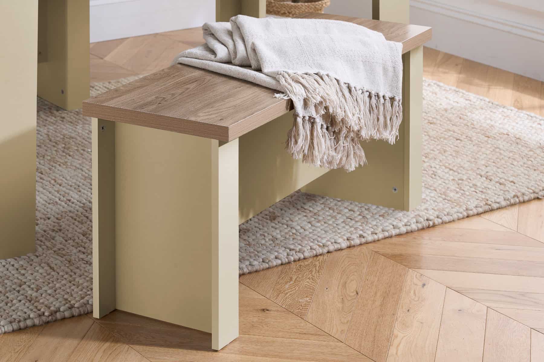 Highgate Dining Table & Bench Set - Cream & Oak - Image 4