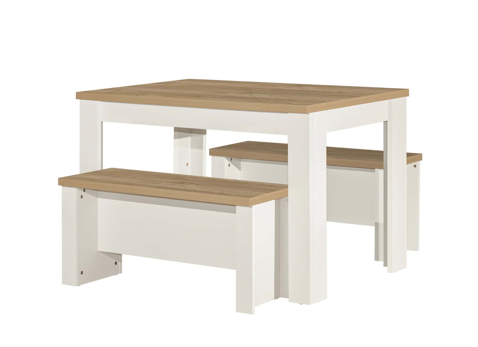 Highgate Dining Table & Bench Set - Cream & Oak - Image 6