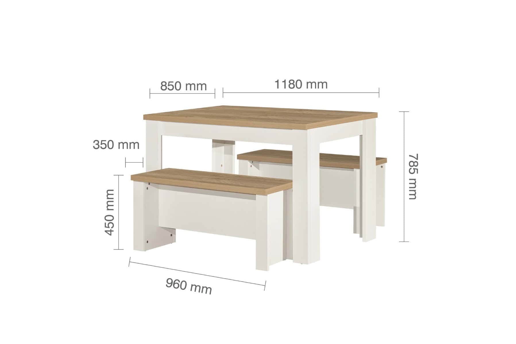 Highgate Dining Table & Bench Set - Cream & Oak - Image 11
