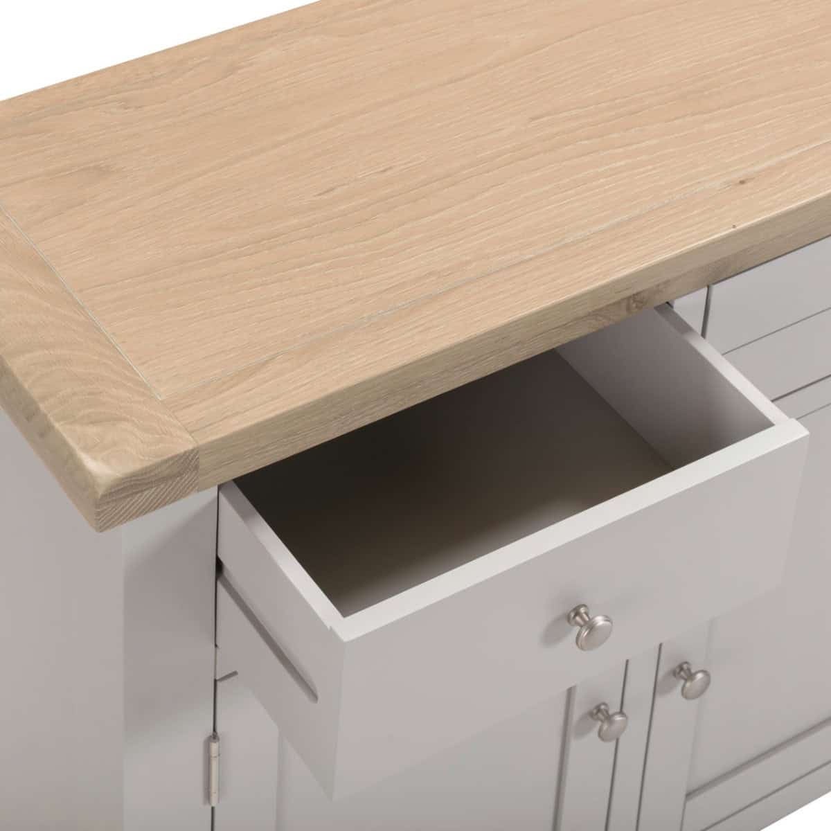 Windsor 3 Door 3 Drawer Sideboard - Pebble Grey - Image 5