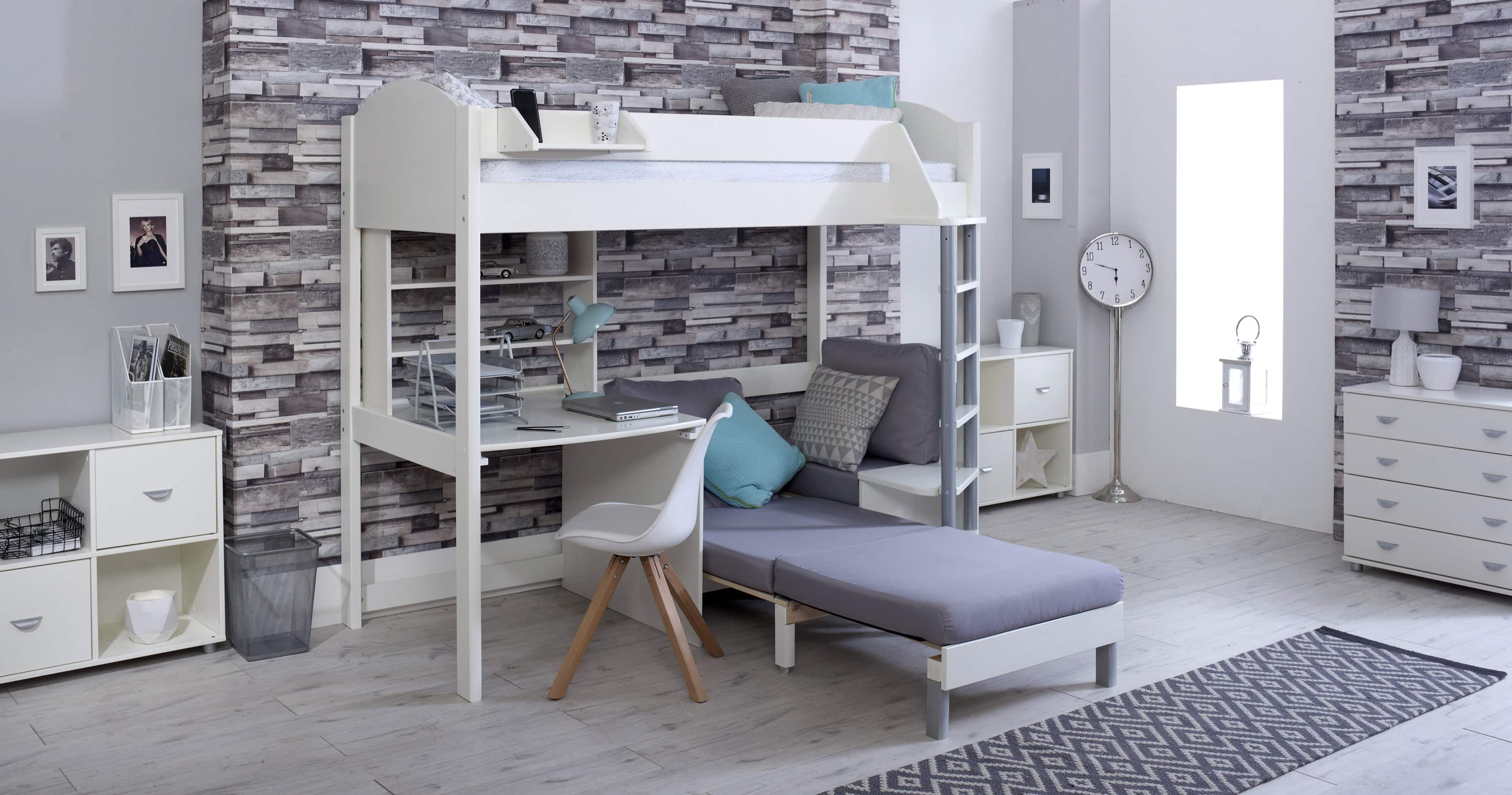 Kids Avenue Noah C Highsleeper - White with Silver Cushion - Image 2