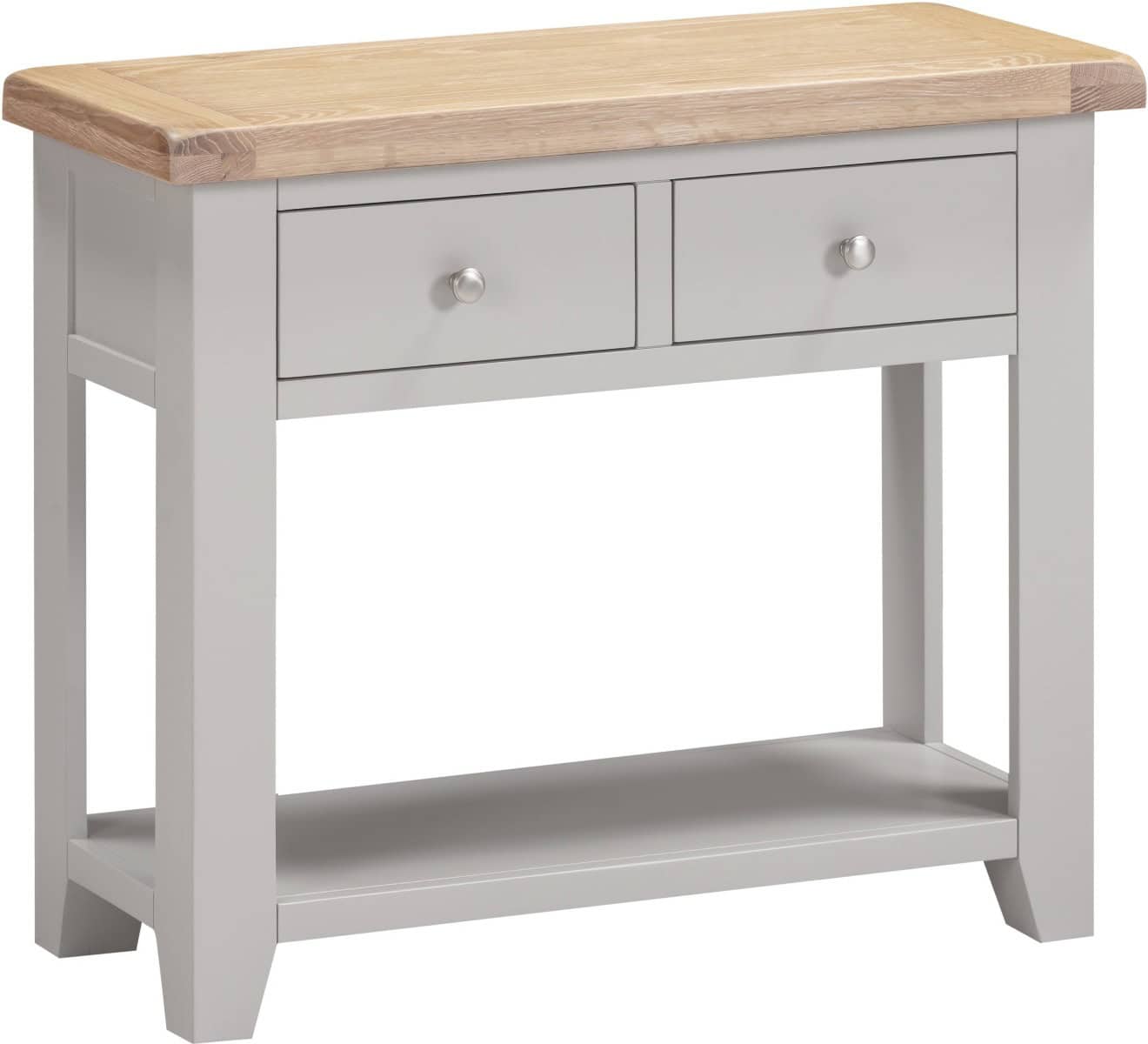 Windsor 2 Drawer Console Table - Pebble Grey & Oak - Image 2
