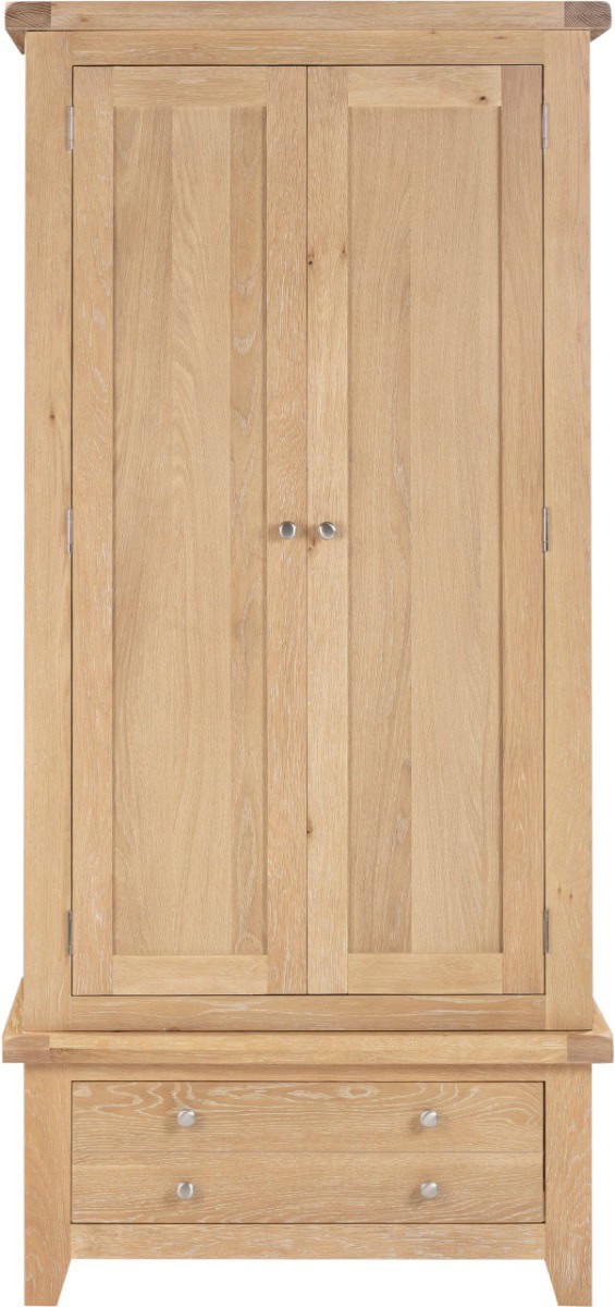 Windsor 2 Door 1 Drawer Wardrobe - Natural Oak - Image 2