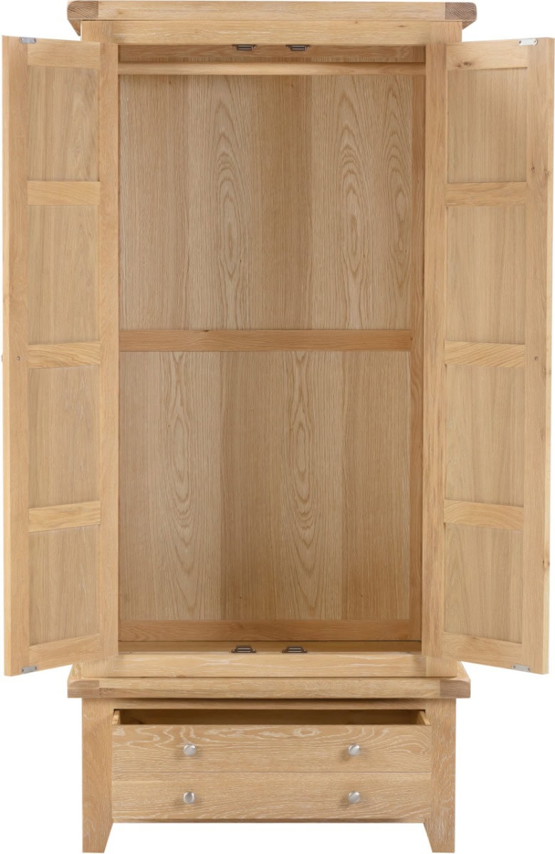 Windsor 2 Door 1 Drawer Wardrobe - Natural Oak - Image 3