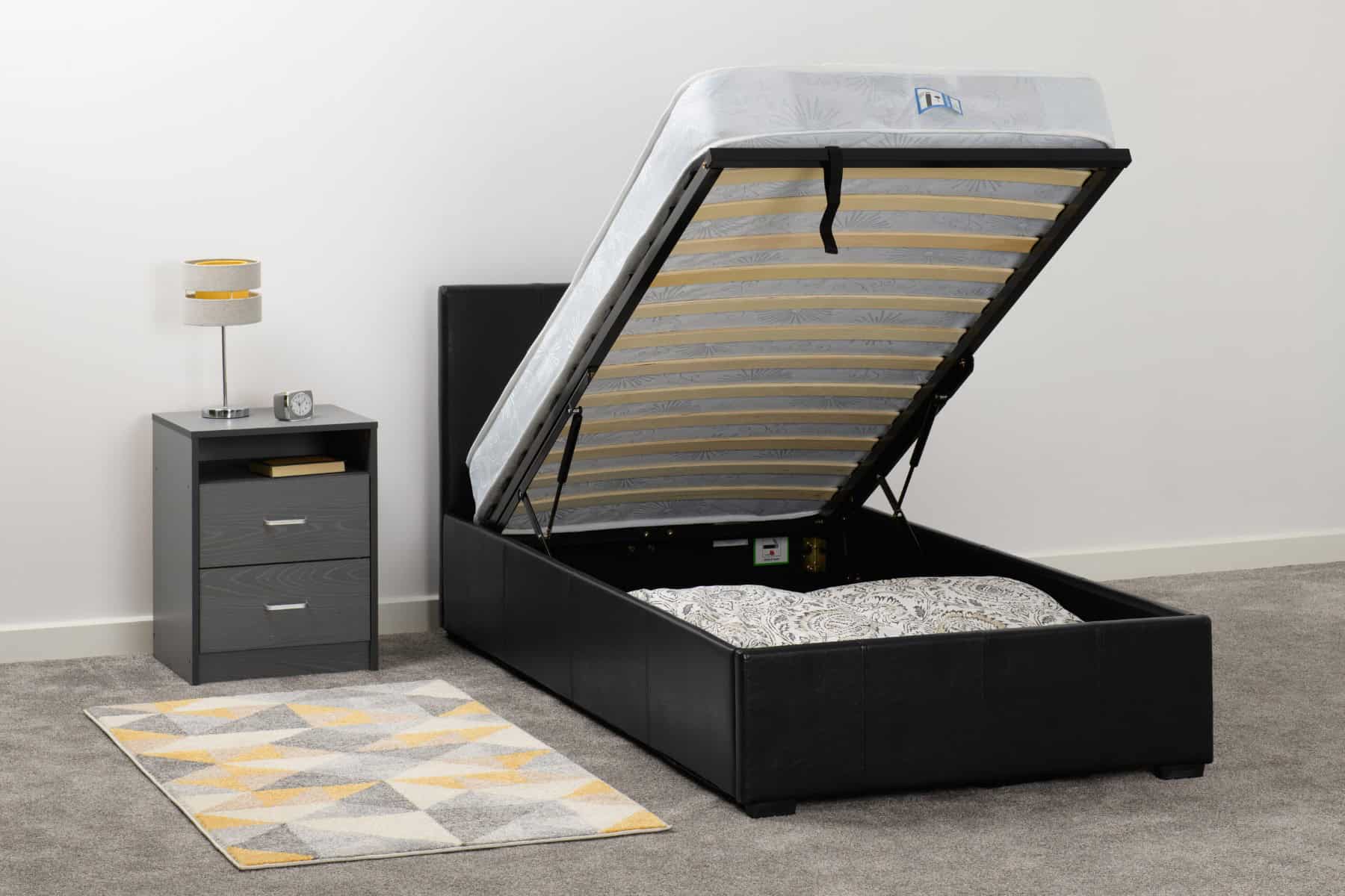 Waverley 3ft Storage Bed - Black Faux Leather - Image 5