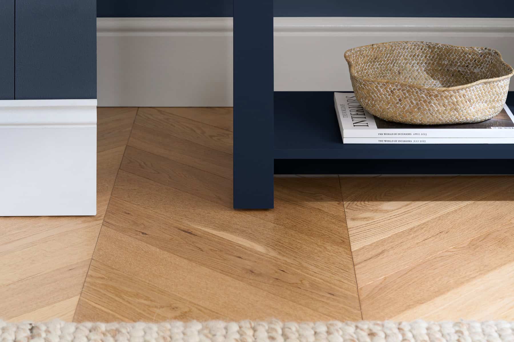 Highgate 2 Drawer Console Table - Navy & Oak - Image 3