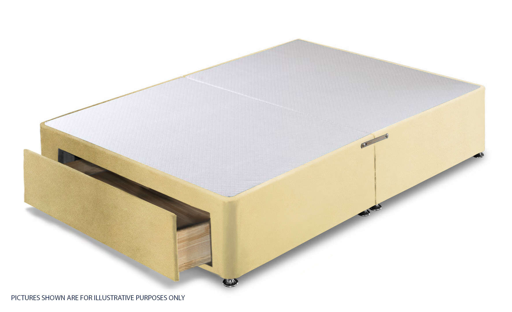 Apollo 4ft6 Velvet Cream 2 Drawer Divan Base | Buy Online | Beds.ie