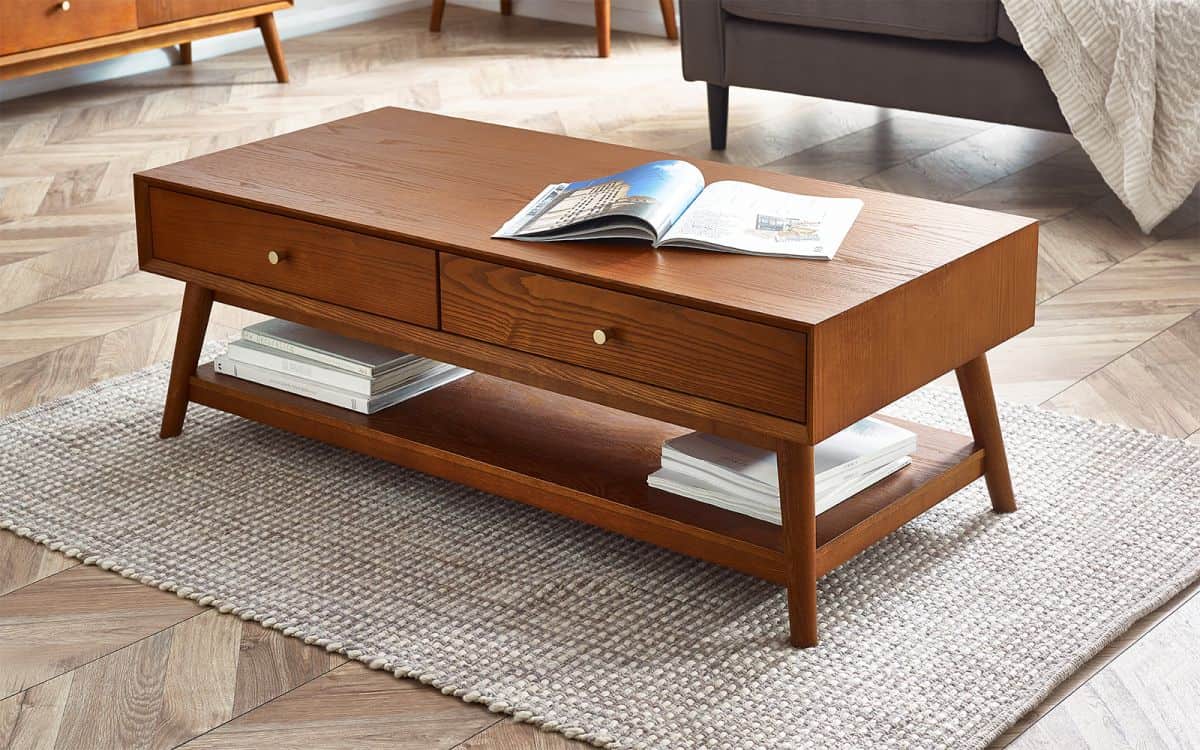 Lowell 2 Drawer Coffee Table - Cherry Wood | Buy Online | Beds.ie