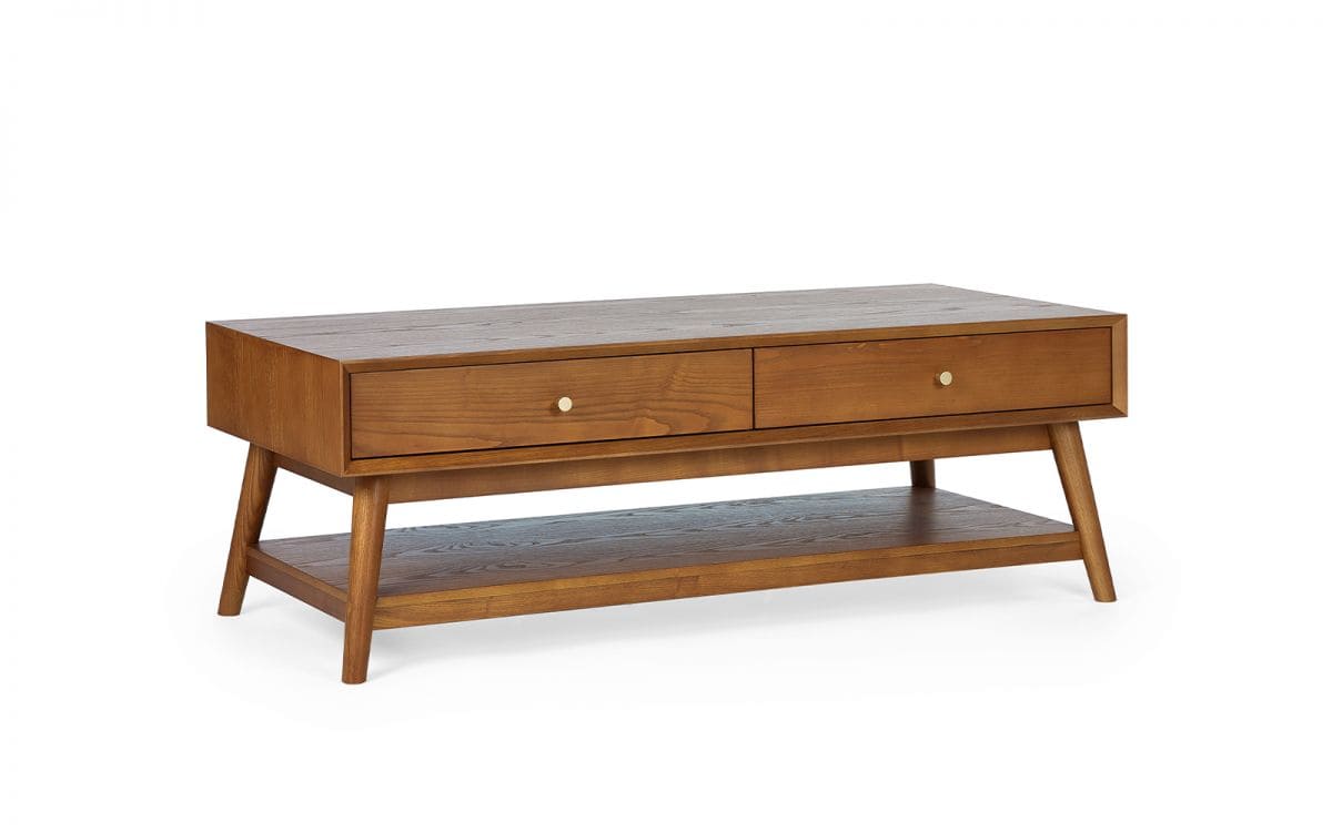 Lowell 2 Drawer Coffee Table - Cherry Wood - Image 2