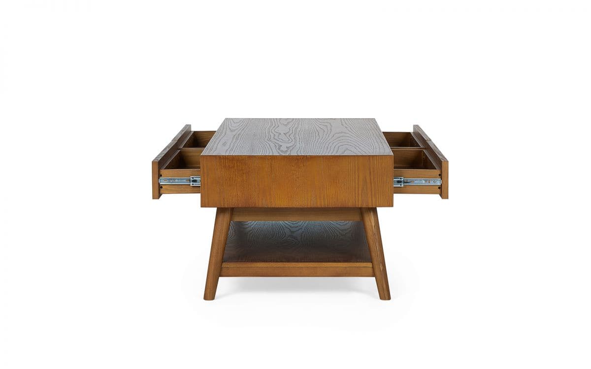 Lowell 2 Drawer Coffee Table - Cherry Wood - Image 4