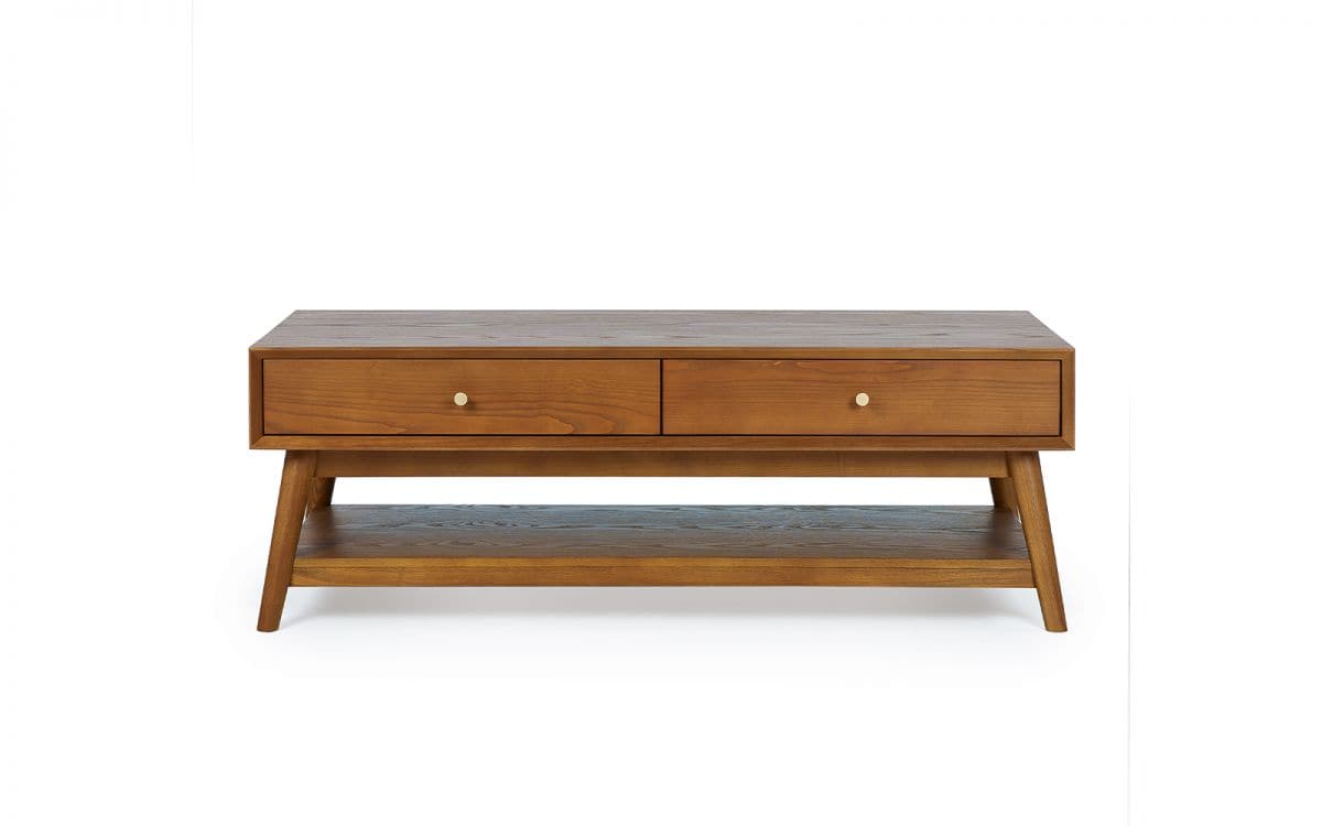 Lowell 2 Drawer Coffee Table - Cherry Wood - Image 5